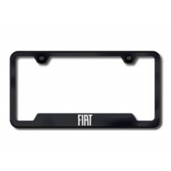 FIAT 500 License Plate Frame (w/Cut Outs for Tags) - Black w/ FIAT Logo